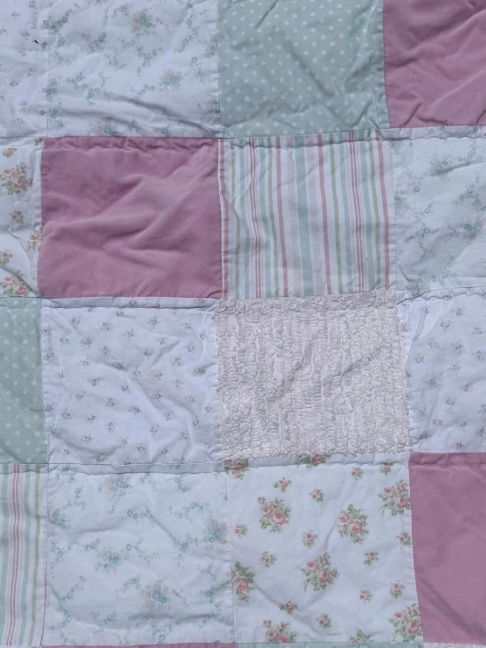 Simply Shabby Chic Floral Patchwork Reversible Quilt Velvet Chenille F/Q HTF GUC